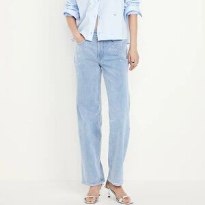 Old Navy High-Waisted OG Loose Embellished Blue Jeans Women's Size 2